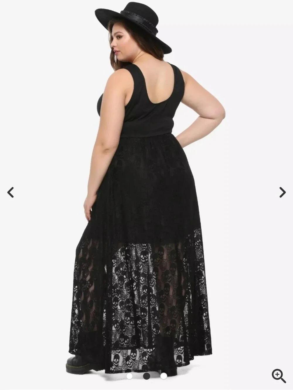 💀 5x Plus Size Black Lace Long Maxi Dress Skull Print lace Gothic - Picture 3 of 10